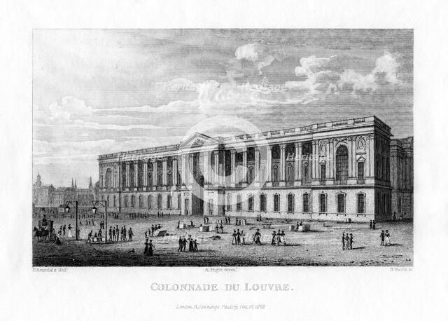 Colonnade du Louvre, Paris, 1828. Artist: H Wallis