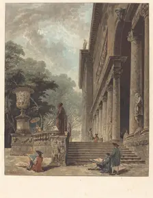 Colonnade et Jardins du Palais de Medici (Colonnade and Gardens of the Palazzo Medici), c. 1776. Creator: Jean Francois Janinet
