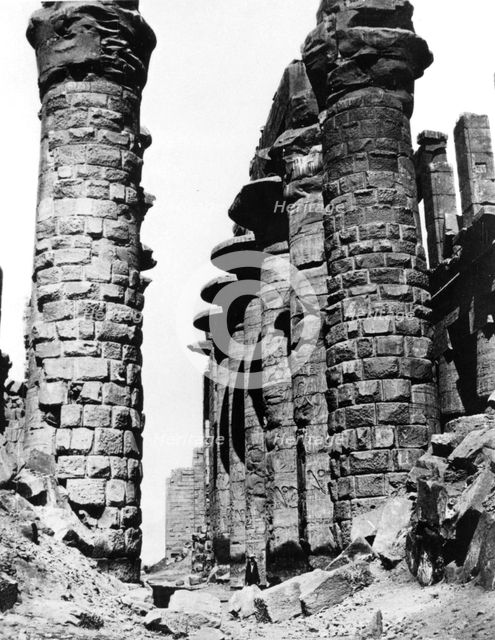 Colonnade, hypostyle hall, Egypt, 1878. Artist: Felix Bonfils