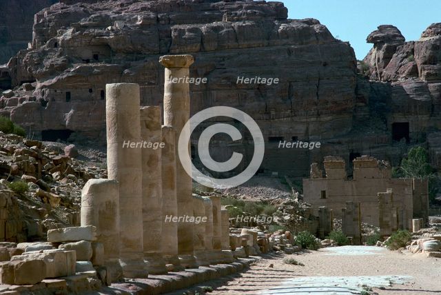 Colonnaded street in the centre of Petra. Artist: Unknown