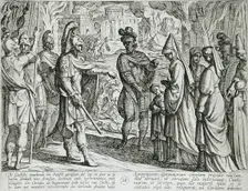Cologne Troops Bring Civilis Wife and Sister to Cerialis, Publshed 1612. Creator: Antonio Tempesta