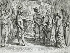 Cologne Troops Bring Civilis Wife and Sister to Cerialis, Publshed 1612. Creator: Antonio Tempesta