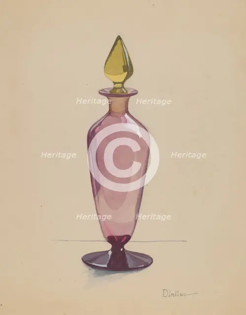 Cologne Bottle, 1935/1942. Creator: Elizabeth Dimling.