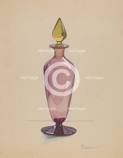 Cologne Bottle, 1935/1942. Creator: Elizabeth Dimling.