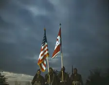 Color guard of Negro engineers, Ft. Belvoir(?), Va., between 1941 and 1945. Creator: Unknown