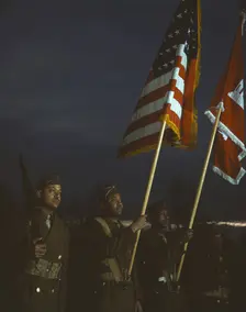 Color guard of Negro engineers, Ft. Belvoir(?), Va., between 1941 and 1945. Creator: Unknown