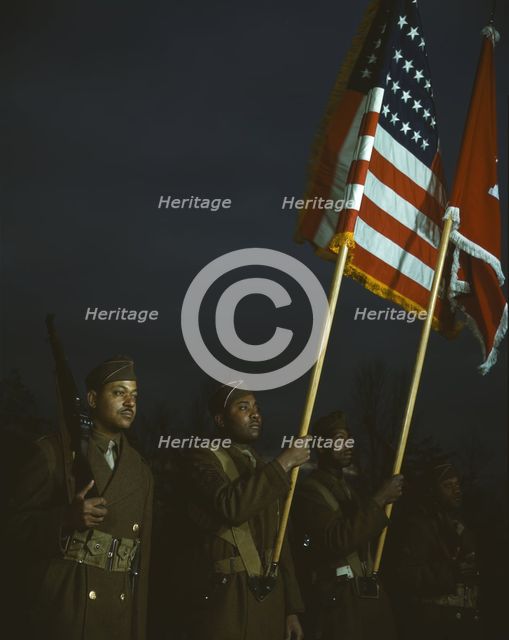 Color guard of Negro engineers, Ft. Belvoir(?), Va., between 1941 and 1945. Creator: Unknown.