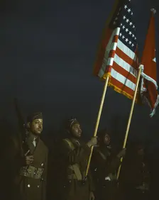 Color guard of Negro engineers, Ft. Belvoir(?), Va., between 1941 and 1945. Creator: Unknown