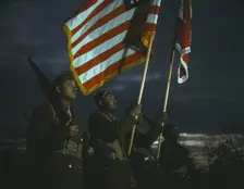 Color guard of Negro engineers, Ft. Belvoir(?), Va., between 1941 and 1945. Creator: Unknown