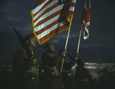 Color guard of Negro engineers, Ft. Belvoir(?), Va., between 1941 and 1945. Creator: Unknown