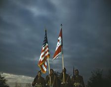 Color guard of Negro engineers, Ft. Belvoir(?), Va., between 1941 and 1945. Creator: Unknown