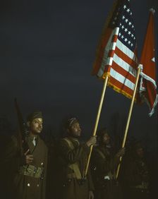 Color guard of Negro engineers, Ft. Belvoir(?), Va., between 1941 and 1945. Creator: Unknown
