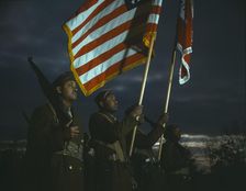 Color guard of Negro engineers, Ft. Belvoir(?), Va., between 1941 and 1945. Creator: Unknown