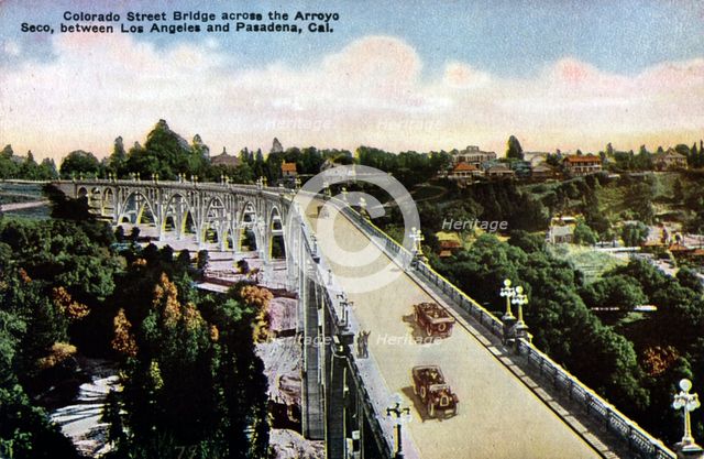 Colorado Street Bridge, between Los Angeles and Pasadena, California, USA, c1910-1930(?). Artist: Unknown