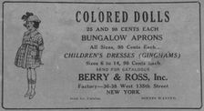 Colored Dolls; Berry & Ross, Inc.; Factory: 36-38 West 135th Street, New York, 1918-1922. Creator: Unknown