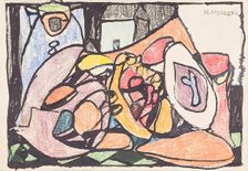 Colored invitation card, 1922. Creator: Adolf Holzel