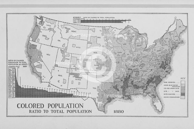 Colored population ratio to total population 1880, 1897. Creator: Unknown.