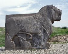 Colossal basalt lion, Neo-Hittite, Ain Dara Temple, Syria, 10th to 8th century BC. Creator: Unknown