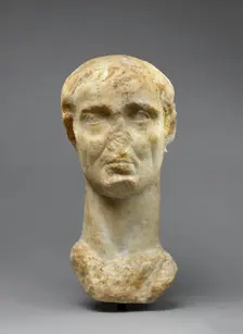 Colossal Head of Gaius Julius Caesar Worked for Insertion in a Togatus Statue..., early 2nd cent. Creator: Unknown