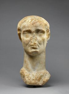 Colossal Head of Gaius Julius Caesar Worked for Insertion in a Togatus Statue..., early 2nd cent. Creator: Unknown