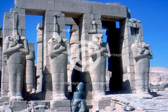 Colossal statues of Rameses II, The Ramesseum, Temple of Rameses II, Luxor, Egypt, c1300 BC. Artist: Unknown