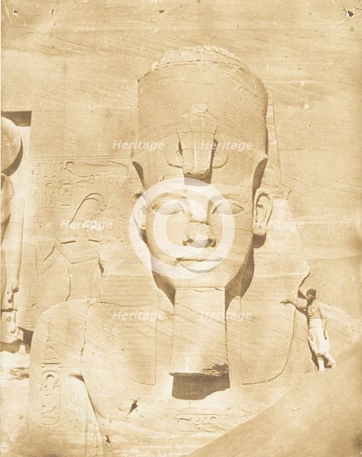 Colosse médial du Spéos d'Phré, à Abousembil, March 29, 1850. Creator: Maxime du Camp.