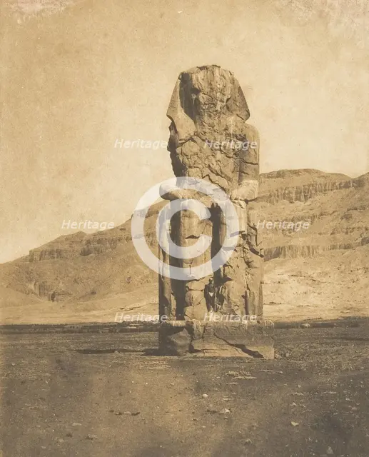 Colosse monolithe d'Amenophis III, à Thèbes, 1849-50. Creator: Maxime du Camp.