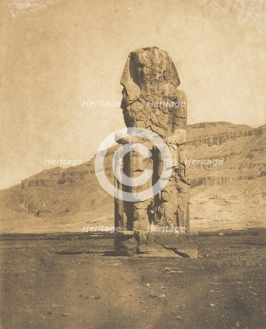 Colosse monolithe d'Amenophis III, à Thèbes, 1849-50. Creator: Maxime du Camp.