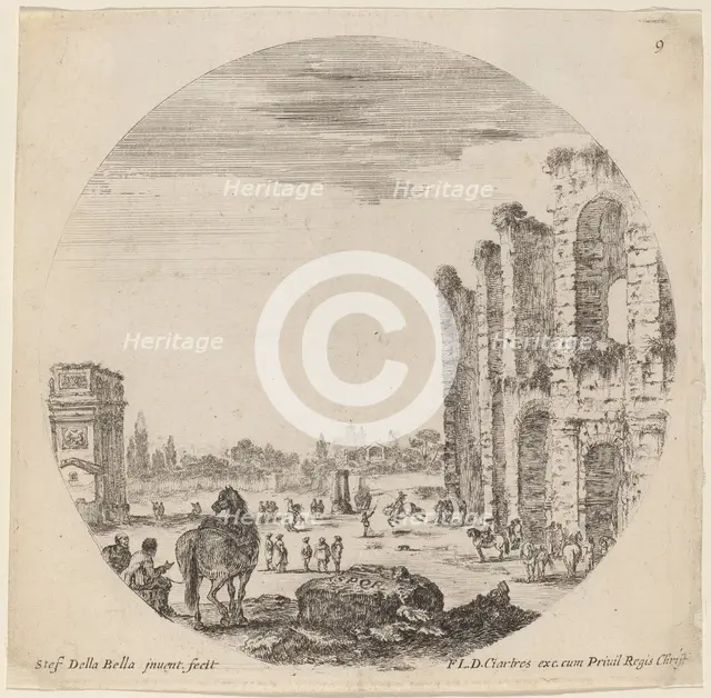 Colosseum and Arch of Constantine, 1646. Creator: Stefano della Bella.