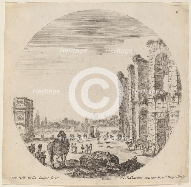 Colosseum and Arch of Constantine, 1646. Creator: Stefano della Bella.