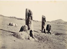 Colossi and Sphynx at Wady Saboua, 1857. Creator: Francis Frith