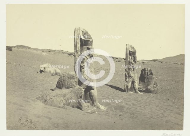 Colossi and Sphynx at Wady Saboua, Nubia, 1857. Creator: Francis Frith.