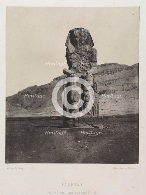 Colossol Monolith of Amenhotep III, Gournah, 1849-1851. Creator: Maxime Du Camp (French, 1822-1894); Gide et J. Baudry.