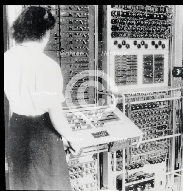 Colossus codebreaking computer in operation, World War II, 1943.  Creator: Unknown.
