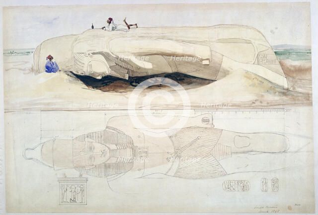 'Colossus of Ramesses II, Memphis', 1845. Artist: William Henry Bartlett
