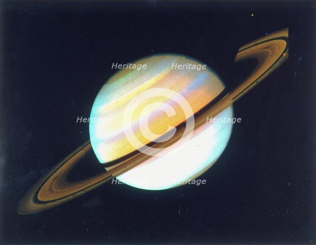 Colour-enhanced view of Saturn, 1980. Creator: Unknown.