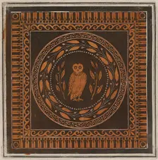 Colour plate of an owl, from a cotyle, 1766 [-1767]. Creator: Unknown