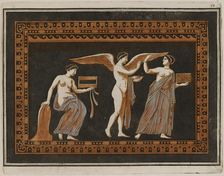 Colour plate of Eros and two woman (possibly Aphrodite?), 1766 [-1767]. Creator: Unknown