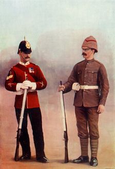 Colour-Sergeant and Private (in Khaki), Gloucester Regiment 1900. Creator: Gregory & Co