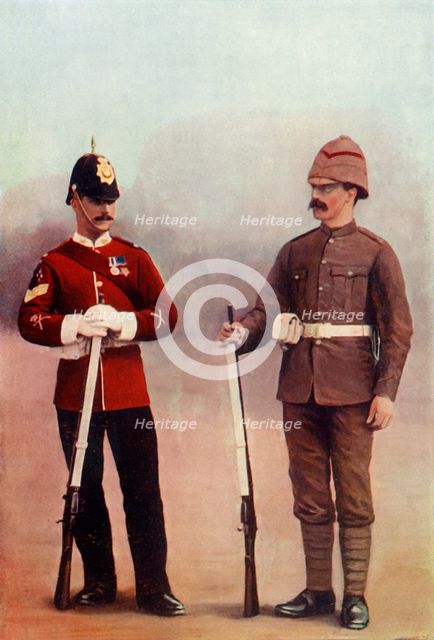 'Colour-Sergeant and Private (in Khaki), Gloucester Regiment', 1900. Creator: Gregory & Co.