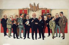 Coloured cartoon of National Cabinet, 1916. Creator: Walter Armiger Bowring