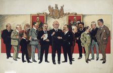 Coloured cartoon of National Cabinet, 1916. Creator: Walter Armiger Bowring