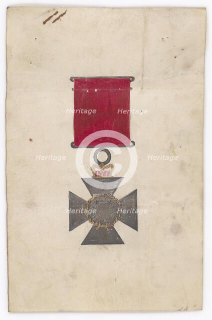 Coloured drawing of the New Zealand Cross, c.1871. Creator: Unknown.