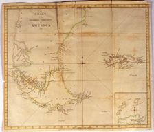 Coloured nautical chart of the end of South America with the Strait of Magellan and inset of...1775. Creator: Stratham W. (18th century)