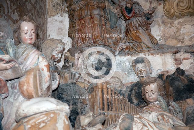 Coloured sculptures of angels, Monastery of Alcobaca, Alcobaca, Portugal, 2009.  Creator: Samuel Magal.