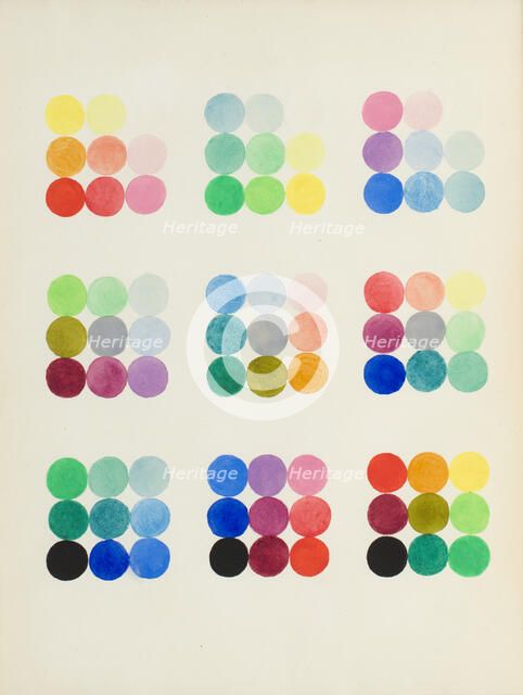 Coloured Plate representing sections at right angles with the primary axes of the cube, 1868.   Creator: William Benson.