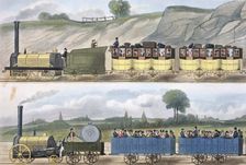 Coloured view of the Liverpool & Manchester Railway 1832-1833. Creator: SG Hughes
