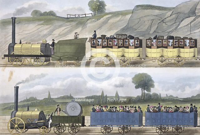 'Coloured view of the Liverpool & Manchester Railway', 1832-1833. Artist: SG Hughes