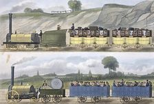 Coloured view of the Liverpool & Manchester Railway 1832-1833. Artist: SG Hughes