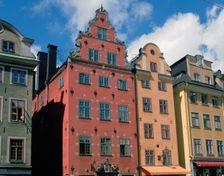 Colourful houses, Gamla Stan, Stortorget Square, Stockholm, Sweden